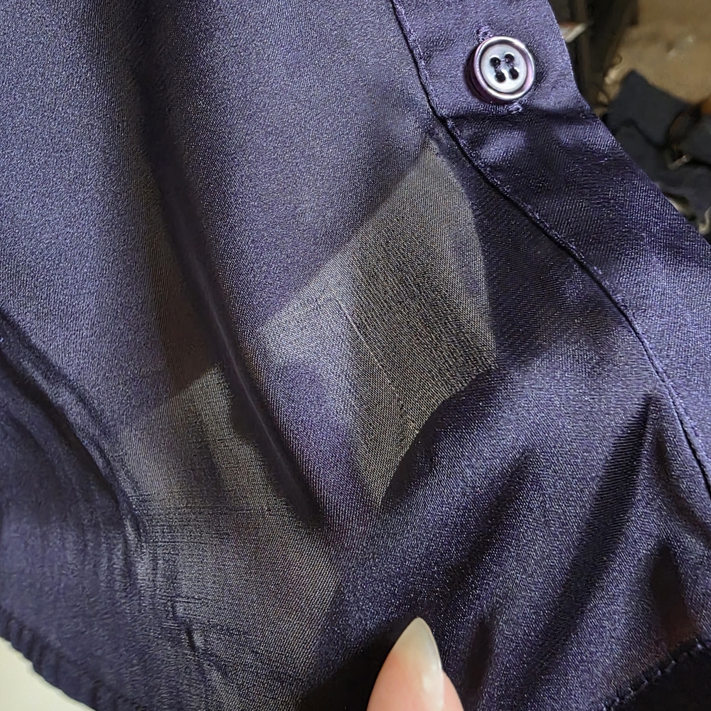 Spense Purple Button Down Ruffle Blouse - image 6